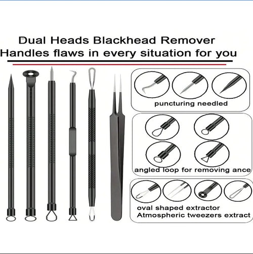 6pcs/Set Acne Removal Needle and Clip Stainless Steel Tool Blackhead Removal